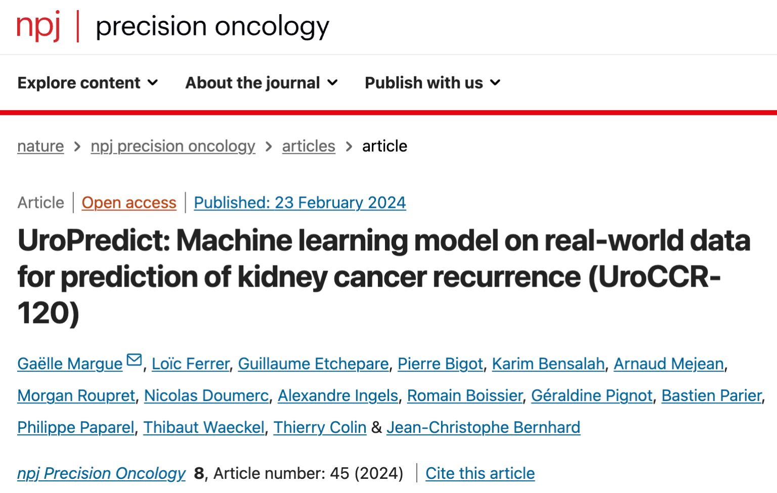 Article Spotlight: Machine learning-powered prediction of kidney cancer ...